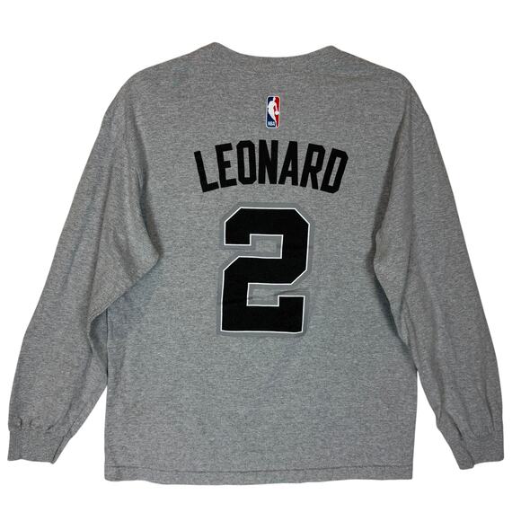 Adidas San Antonio Spurs Sweatshirt Men Medium Gray #2 Kawhi Leonard Long Sleeve - Picture 2 of 13